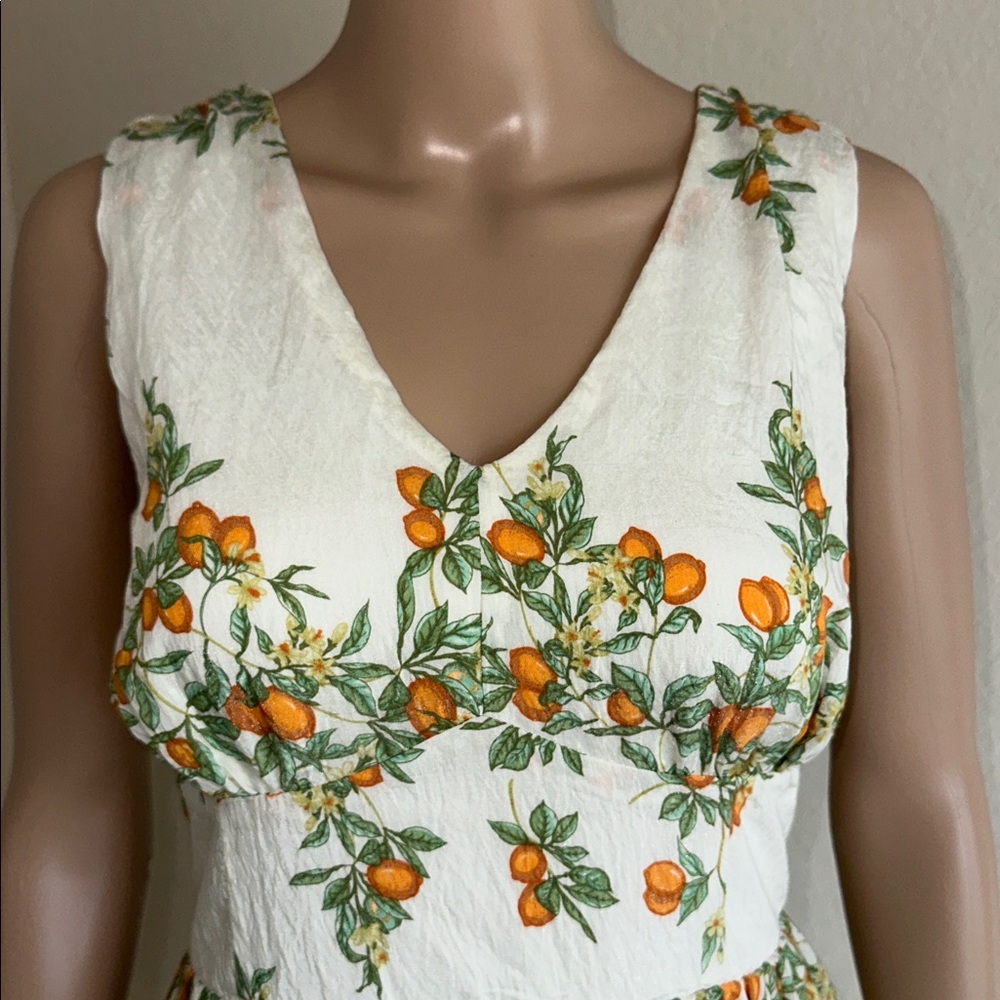 NWT Taylor Cream Mini Dress with Orange Blossom Print Size 10 - Picture 4 of 14